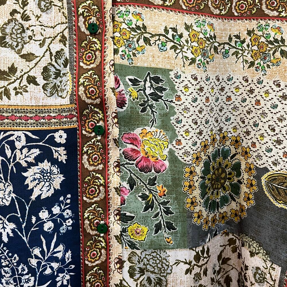 Zara Patchwork Floral Print Button Down Blouse Bo… - image 5